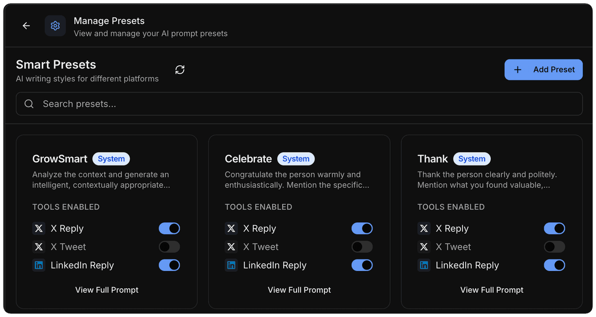 Smart presets