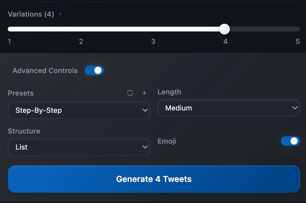 Advanced Options Interface